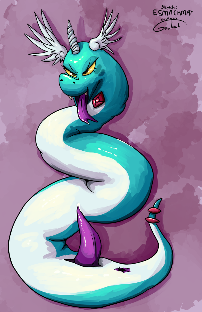 Gwini lying on a bed, showing off.