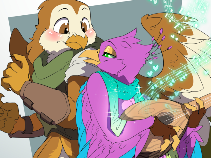 Gyro seducing a handsome owl.