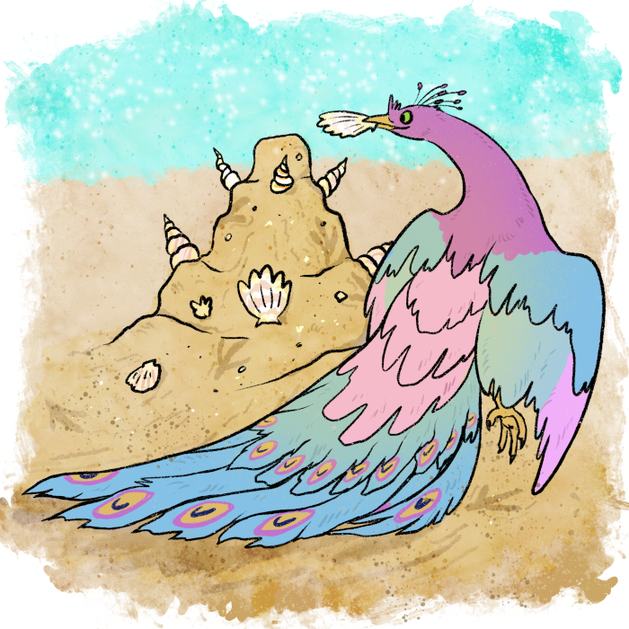 Gyro constructing a rather nice sandcastle.