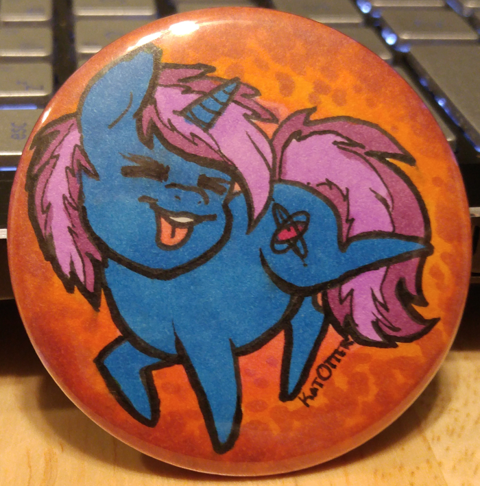 Gyro dancing on a button.