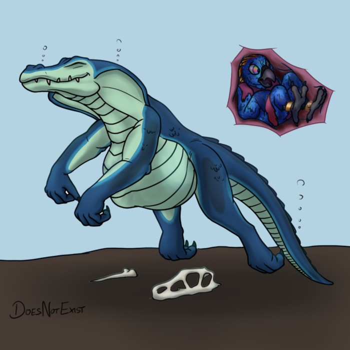 Ka'lam is trapped deep within Sa'sha the werecrock's belly beneath the water.