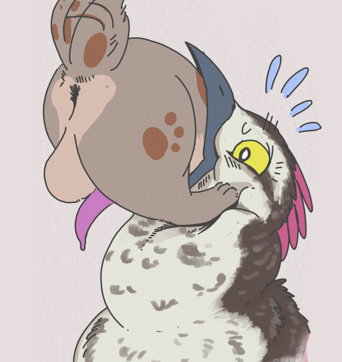 A bunny forcing their way down Kueren's throat.